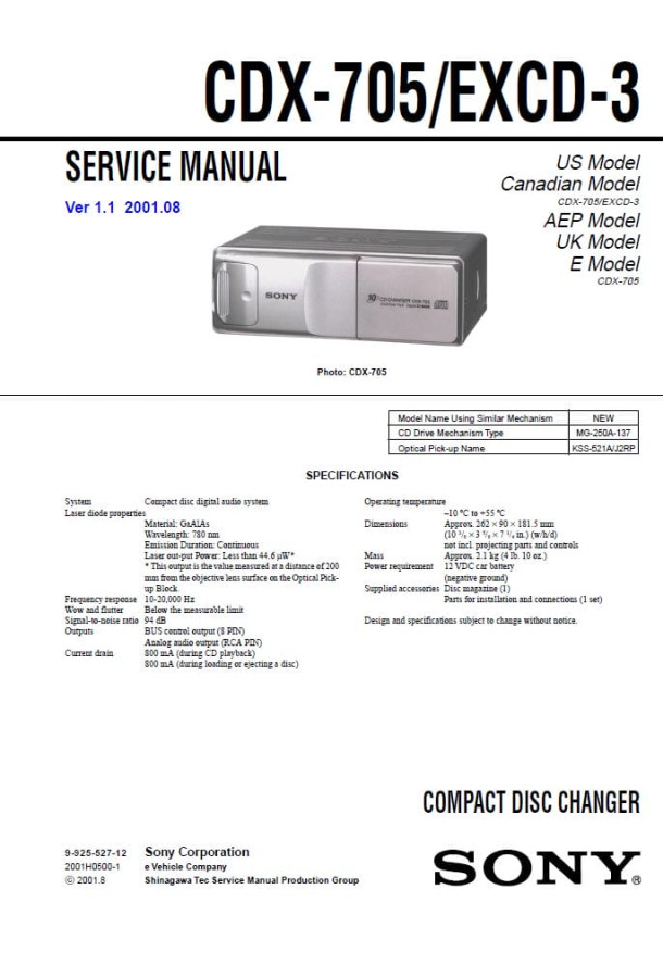 CDX-705, CDX-EXCD-3 Ver.1.1
